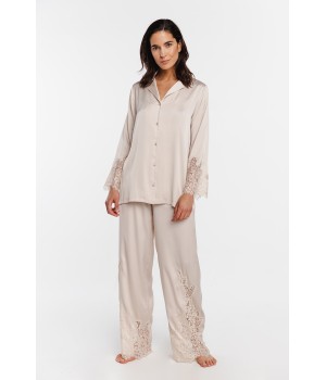 Pijama satén negro mujer vista frontal